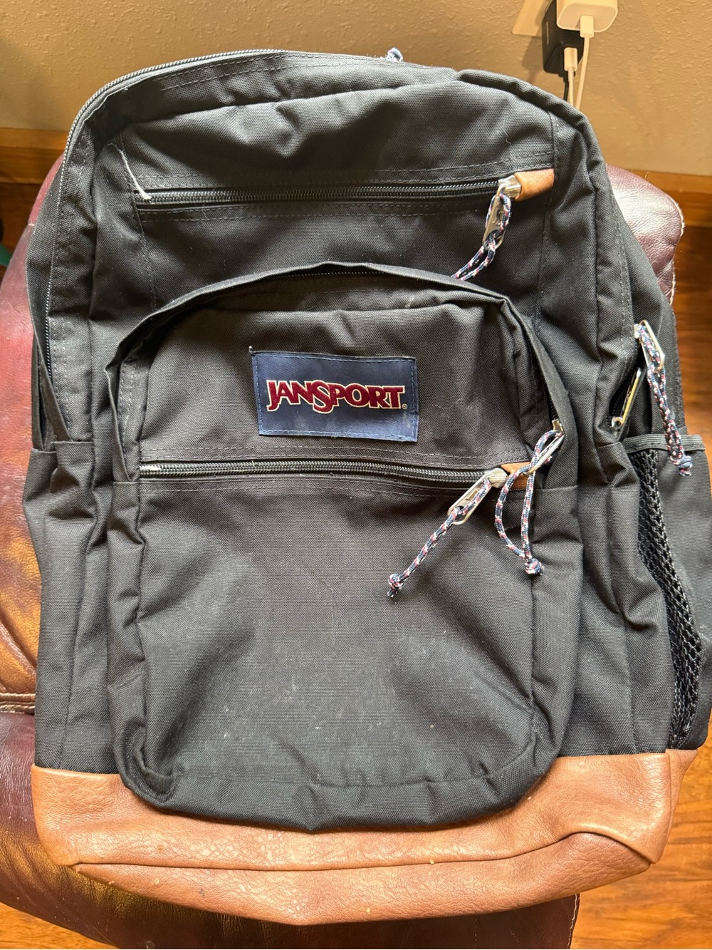 Jansport Black Backpack with Brown Base